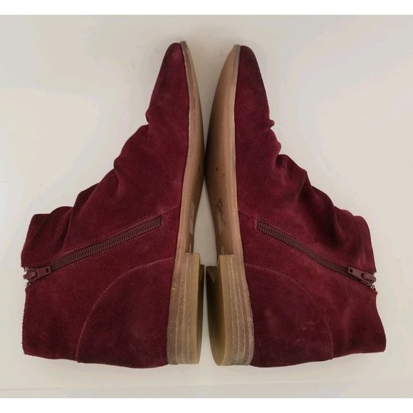 Jeffrey Campbell Speir Ruched Luxe Wine Suede Slouchy Ankle Boots Size 7.5 - Picture 4 of 7